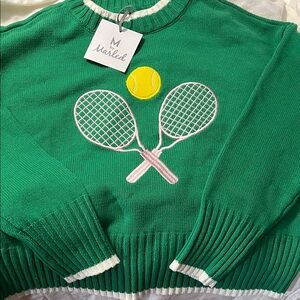 M by Marled Green Tennis Sweater with Appliqué